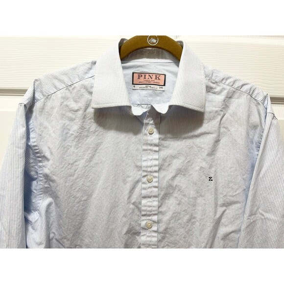Thomas Pink Mens Button Long Sleeve 16 34.5 Made in UK - Picture 2 of 6